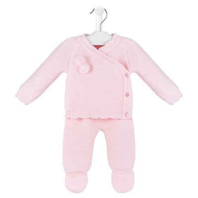 <p>This stylish girls' pink scallop edge knitted two-piece cardigan and legging set is available in sizes newborn, 0-3 months and 3-6 months. Manufactured in Portugal by Dandelion, each set is made from 100% Acrylic and features a unique scallop edge design, adorable pom pom detail, and a convenient triple button opening for effortless dressing. Available in three lovely colours: white, pink, and blue. Add this essential set to your little one's wardrobe today.</p>