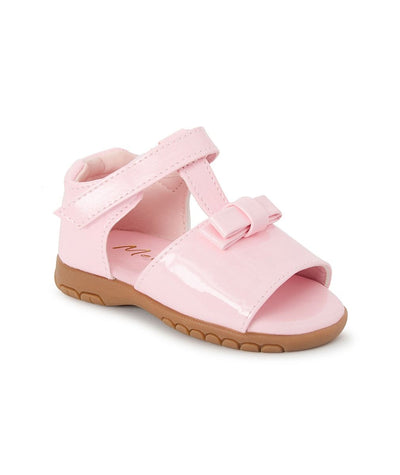 Discover summertime style for your young daughter with our Sevva branded pink patent sandals. These charming shoes showcase a chic bow design and easy velcro strap closure. Ideal for any event, these sandals ensure all-day comfort and fashion.