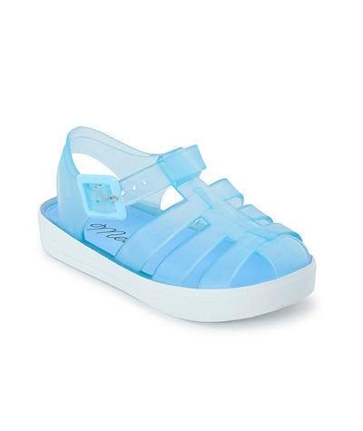 Introducing the Sevva brand's summer sandals for boys - a must-have addition to any little one's wardrobe. Constructed with a soft plastic material and a cushioned inner sole, these sandals offer superior comfort and durability. The elegant baby blue colour adds flair, and the secure buckle fastening ensures a perfect fit for all their summer escapades.
