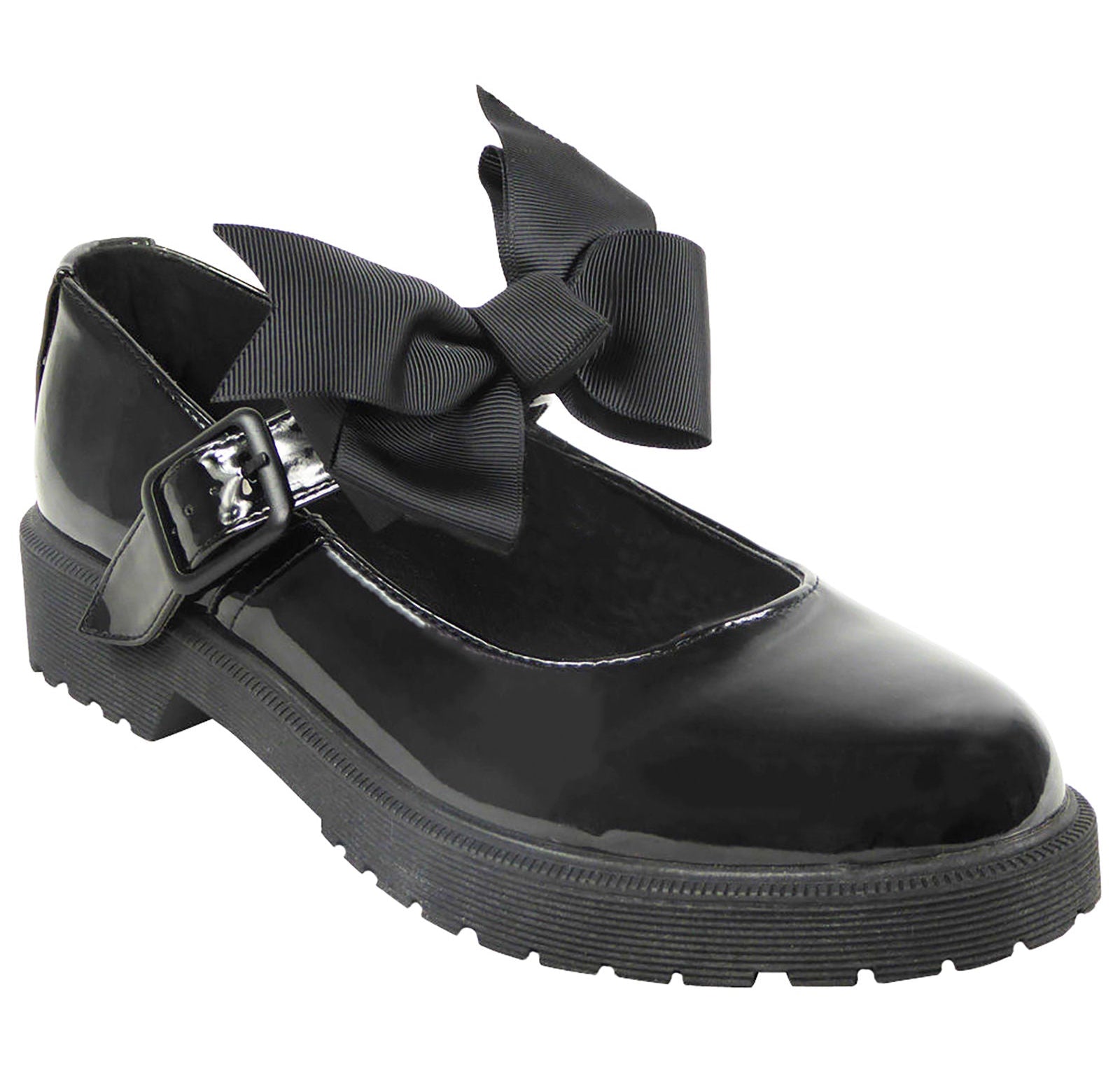 Girls Emma Black Patent Shoes