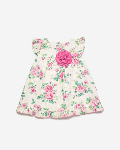 Girls Floral Summer Dress With Fuchsia Pink Flower - Spanish Baby & Children's Clothing Boutique