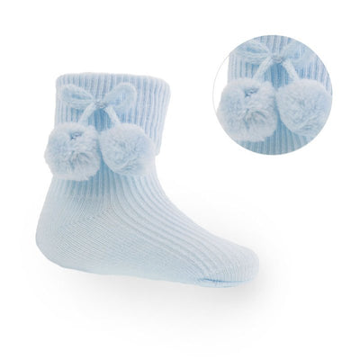 Blue Ankle Pom Pom Socks For Sale | Baby Socks and Tights