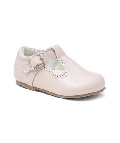 This classic girls' hard sole shoe, from the reputable children's wear brand Sevva, features a stylish matt pink finish and a convenient side buckle fastening. Available in sizes 2 to 8. Available in two chic colours - White and Pink.