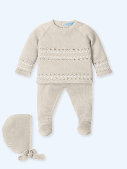 Traditional Mac Ilusion baby boys natural cream three-piece knitted outfit