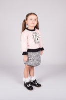 Beau Kid girls pink tweed skirt and jumper set boutique UK