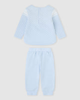 tutto piccolo boys pale blue waffle tracksuit rear popper fastening back view