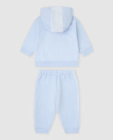 tutto piccolo boys pale blue hoodie white hood stripe panel back view