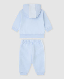 tutto piccolo boys pale blue hoodie white hood stripe panel back view