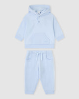 tutto piccolo boys sky blue hooded tracksuit hoodie and ribbed joggers set front view