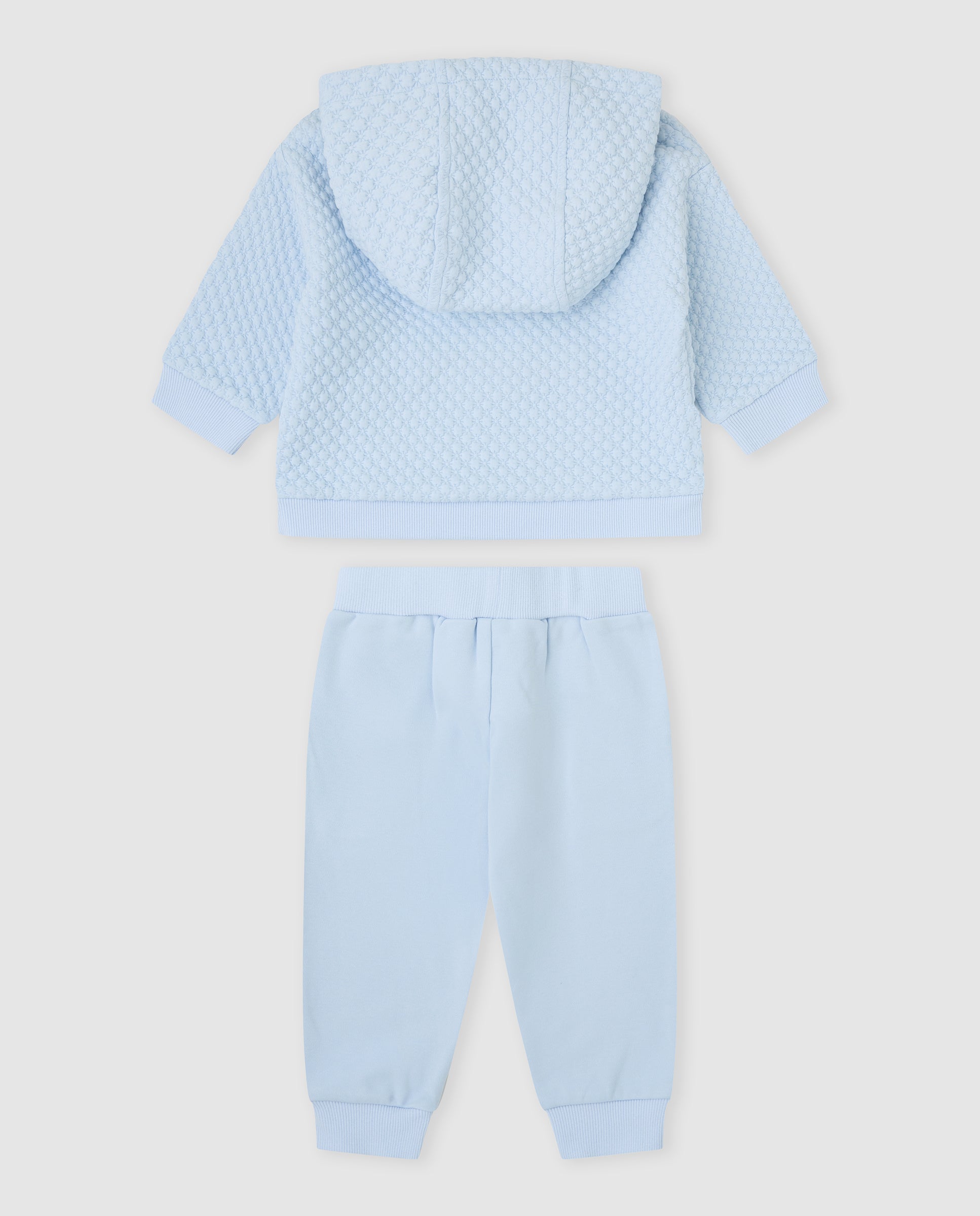 tutto piccolo boys sky blue waffle hoodie joggers set back view