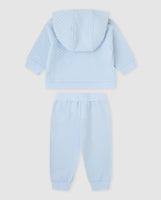 tutto piccolo boys sky blue waffle hoodie joggers set back view