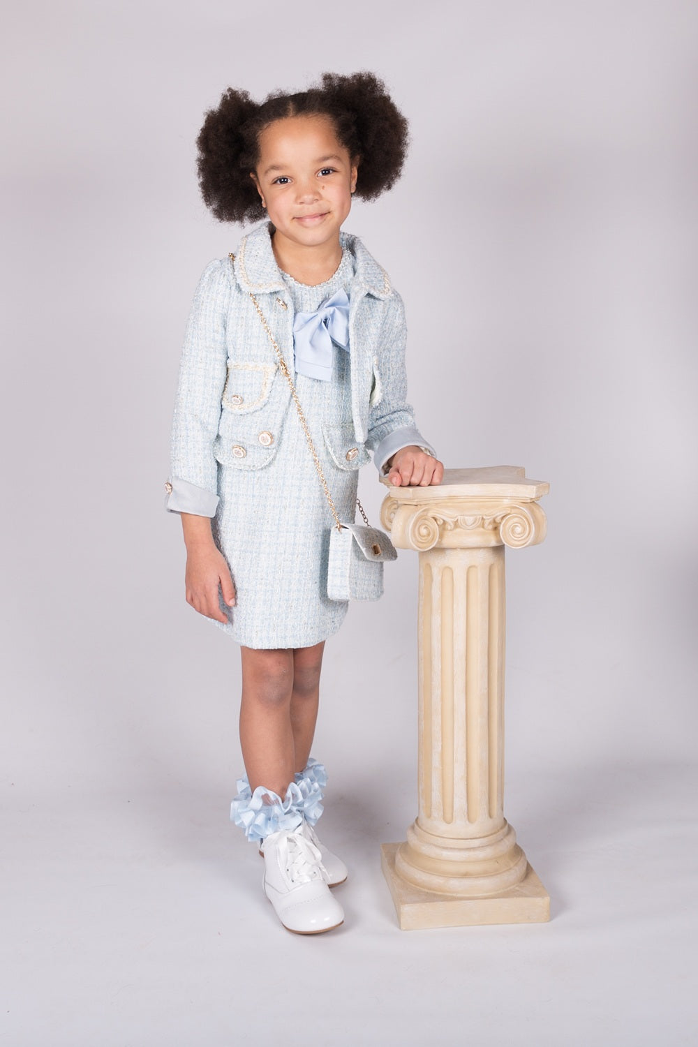 girls blue tweed dress and jacket set from Beau KiD