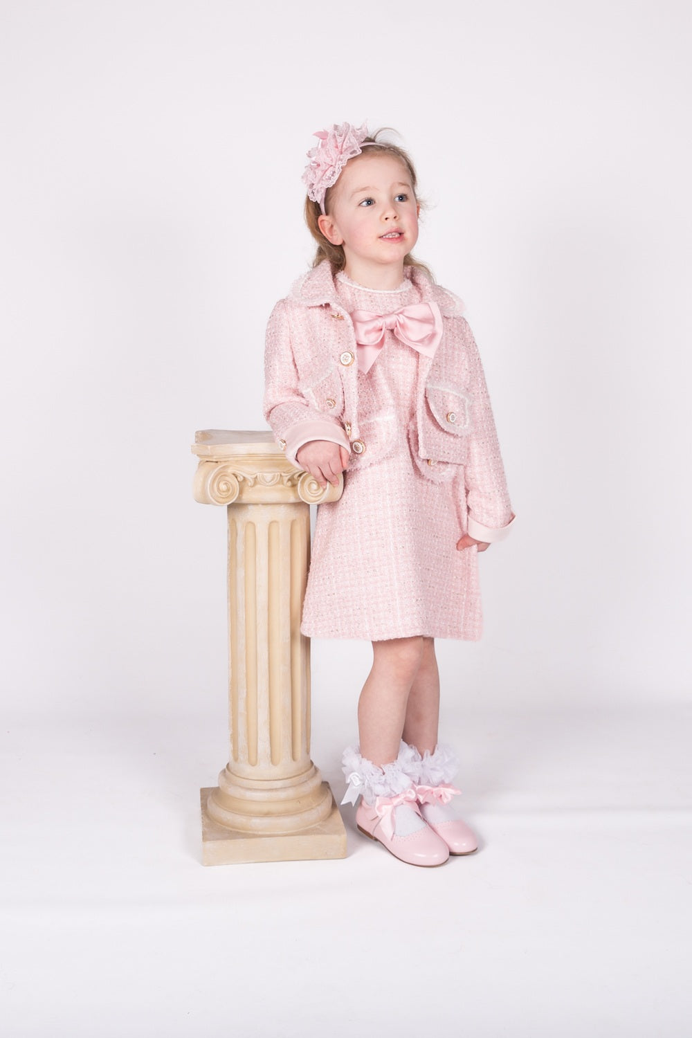 girls pink tweed dress and jacket set from Beau KiD