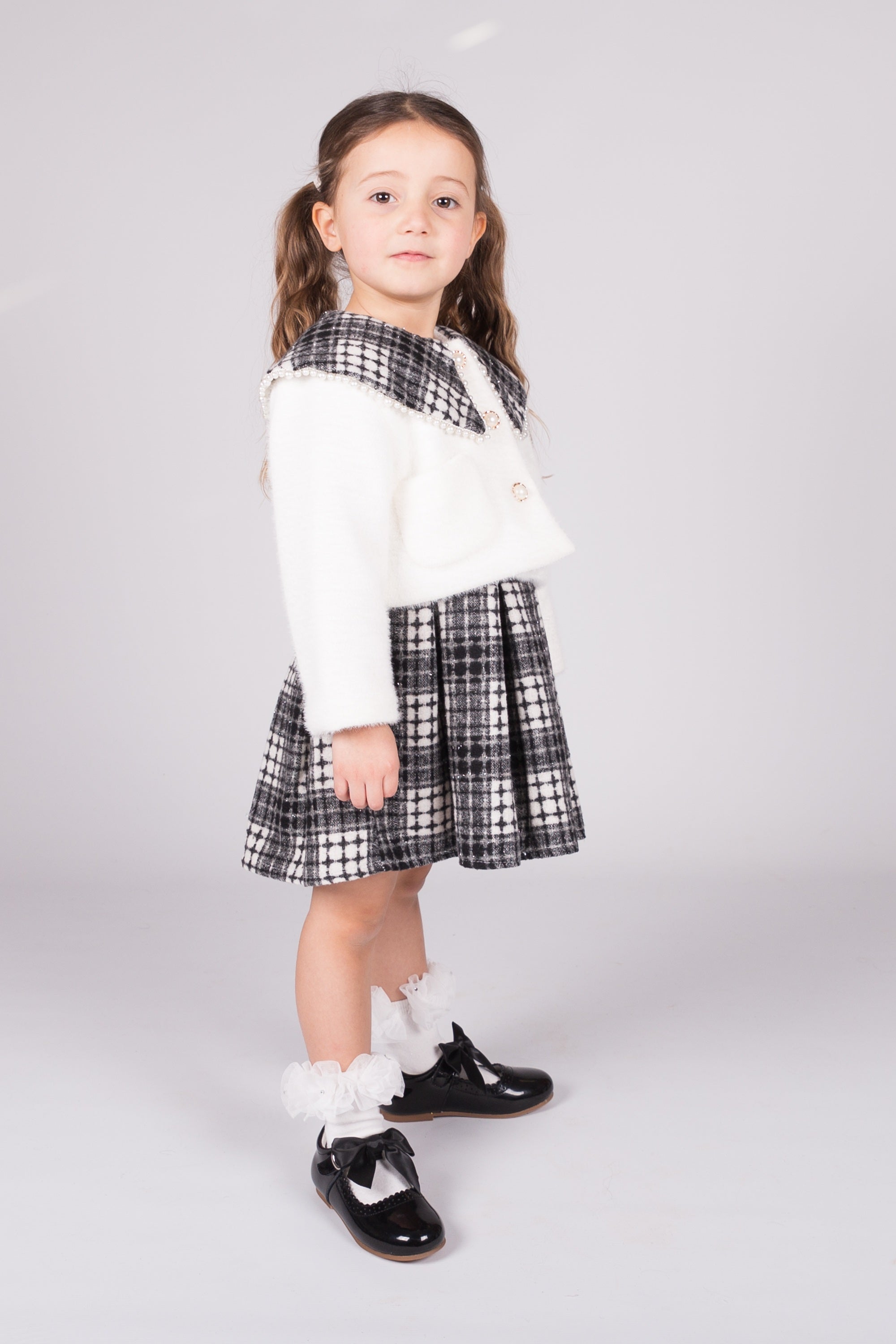 girls ivory and black dress with jacket set from Beau KiD