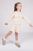 Girls Ivory Skirt and Top Set with Gold Check Design | Autumn Winter Collection