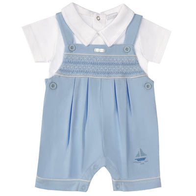 <p data-mce-fragment="1">Expertly crafted for spring/summer, this boys classic blue &amp; white smocked dungaree outfit by baby boutique brand Amore combines style and comfort. Featuring a smocked design and button fastening, this blue dungaree pairs perfectly with the included white short sleeve shirt. Available in sizes 0-3 months up to 18-24 months.</p>