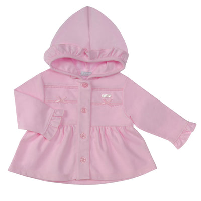 <p data-mce-fragment="1">This Amore branded girls pink daisy jacket is perfect for spring and summer! Its lightweight design and button fastening make it easy and comfortable to wear. With cute bow detail on the front and frill cuffs and around the hood, your little one will look adorable in this must-have piece. Available in sizes 0-3 months up to 18-24 months.</p>