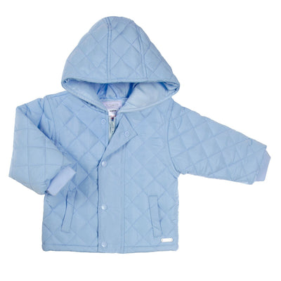 Stay warm and stylish with our boys blue hooded quilted jacket. From our Amore branded autumn winter collection, this jacket features a quilted design, zip and button fastening, and plenty of pockets. Available in sizes 0-3 months up to 3-4 years, this jacket will keep your little one cosy all season long.