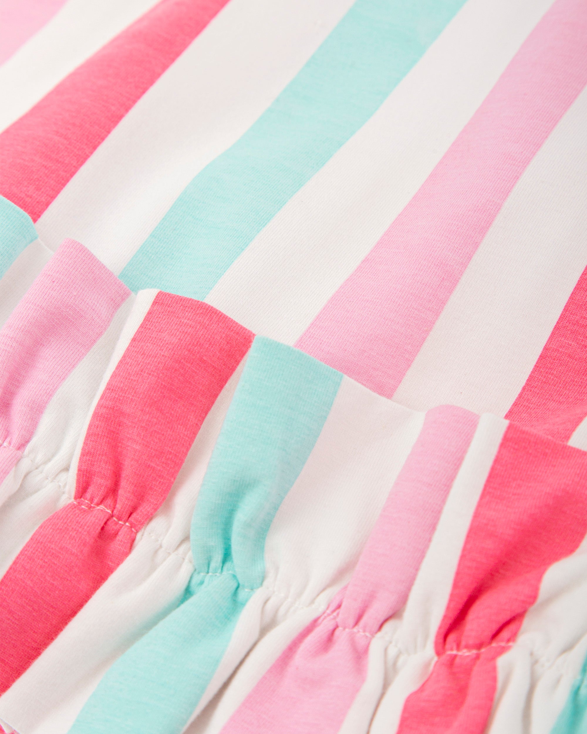 Childrenswear boutique girls multi coloured stripe cotton dress heart detail