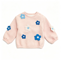 agatha ruiz de la prada girls pink quilted sweatshirt with 3d blue flower appliqués flat lay