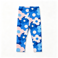 agatha ruiz de la prada girls blue and pink floral print stretch leggings flat lay
