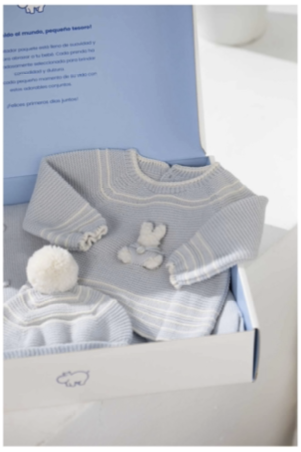Baby boys grey knitted sweater and trousers outfit Mac Ilusión