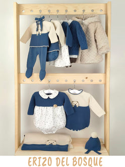 Baby boys beige & blue knitted sweater and trousers with hat Mac Ilusión