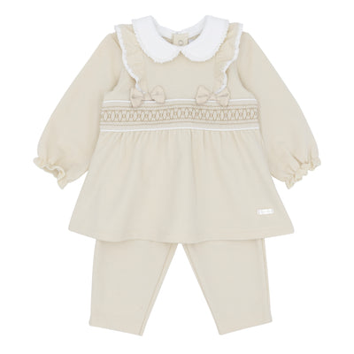 Amore Autumn Winter girls beige smocked tunic and legging set – Kidz Emporium