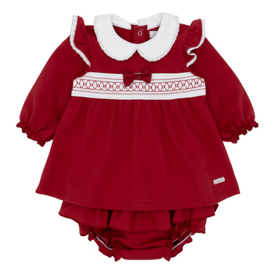 Girls red smocked jam pants with smocked top – Amore traditional childrenswear