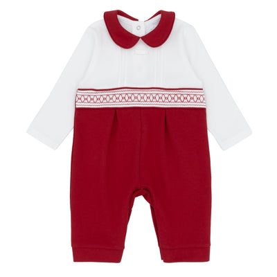 Boys red smocked romper – Amore traditional British childrenswear