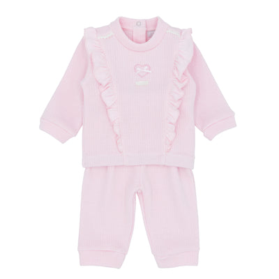 Girls pink two-piece jogger set by Amore Autumn Winter baby collection.
