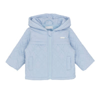 amore boys blue hooded quilted jacket flat lay designer babywear toddler winter coat