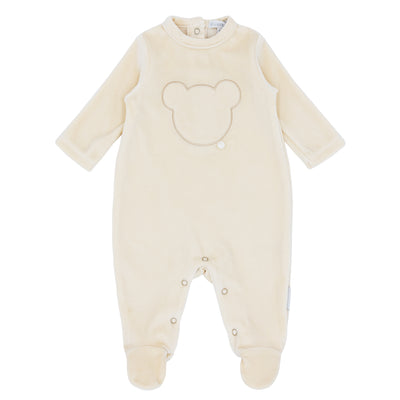 This adorable unisex baby caramel colour teddy bear velour sleepsuit by Blues Baby is perfect for both baby boys and girls. The all-in-one sleepsuit features a cute teddy bear motif on the front and back. Available in newborn, 1 month and 3 month sizes, it is also available in a variety of colours including white, pink, blue, and green. Keep your little one cosy and stylish with this must-have sleepwear.