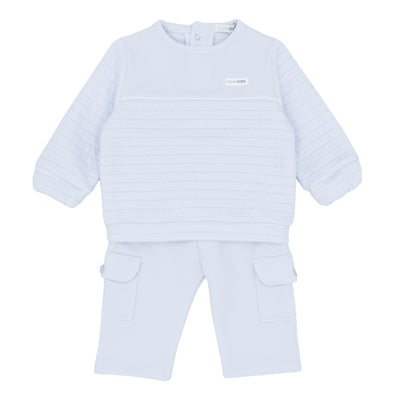 Boys’ blue quilted sweatshirt and cargo trouser set, Blues Baby Autumn Winter outfit