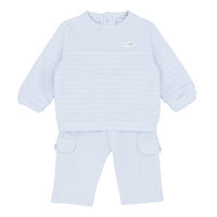 Boys’ blue quilted sweatshirt and cargo trouser set, Blues Baby Autumn Winter outfit