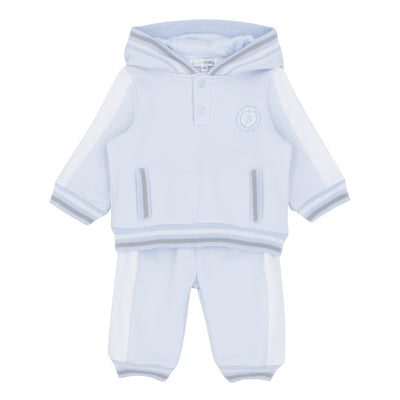 Boys’ blue hooded jog set with white detailing, Blues Baby Autumn Winter boutique outfit