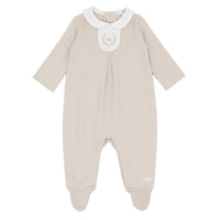 Unisex beige premium cotton Cannes all in one by Blues Baby British designer boutique kids wear at Kidz Emporium