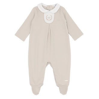 Unisex beige premium cotton Cannes all in one by Blues Baby British designer boutique kids wear at Kidz Emporium