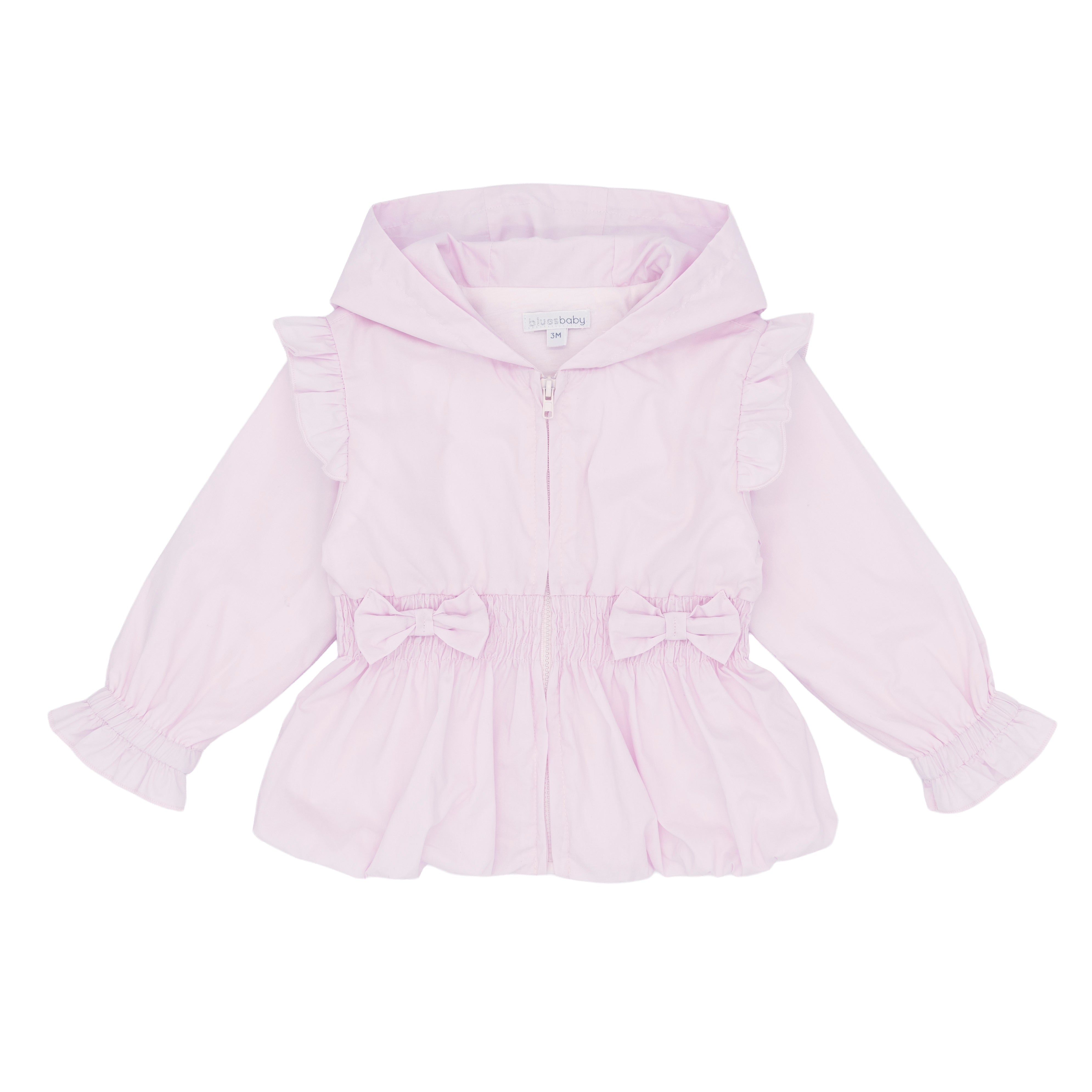 Girls pink lightweight hooded La Rochelle jacket by Blues Baby boutique childrenswear at Kidz Emporium