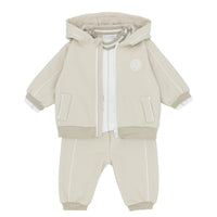 blues baby boys beige hamel three piece tracksuit set flat lay designer babywear infant fashion