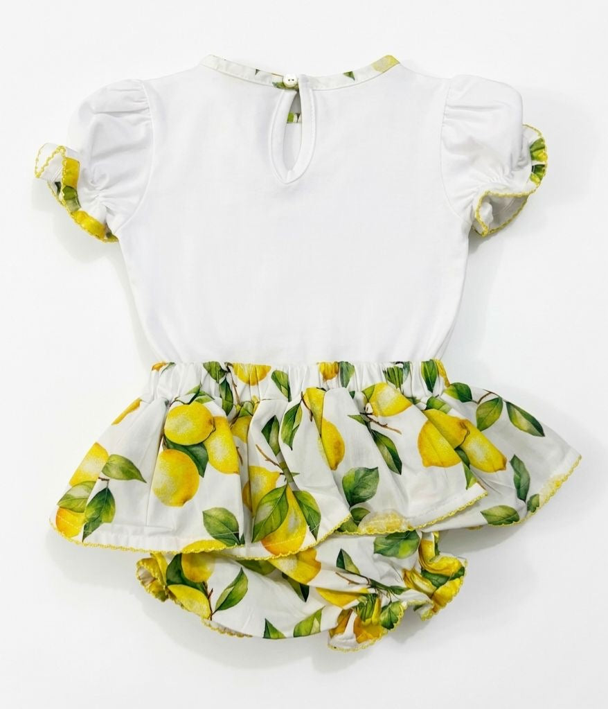 Kidz Emporium Deolinda girls boutique summer outfit botanical lemon print