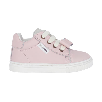 These Blues Baby branded girls' leather shoes are the perfect addition to any outfit. The high top style and lace up design provide both style and support, these feature a small bow detail at the front which can also be removed. Made with genuine leather, these shoes are durable and perfect for sizes 2-8. Dress your little one up in comfort and style with these pink lace up shoes.