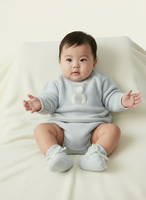 Baby Boys Grey Knitted Sweater with Rabbit Motif, Jam Pants, Hat & Booties | Autumn/Winter