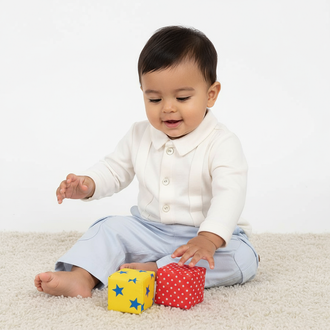 Boys Ivory & Blue Top and Trouser Set | Autumn/Winter