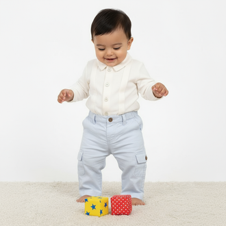 Boys Ivory & Blue Top and Trouser Set | Autumn/Winter