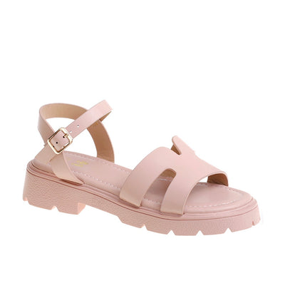 <p data-mce-fragment="1">&nbsp;</p> Upgrade your little girl's wardrobe with our pink block heel summer sandals from our Doremi branded spring/summer collection. These stylish sandals boast a designer-inspired design and trendy block heel, while providing comfort and support with an ankle strap fastening. Give her summer look a fashionable boost by purchasing now.