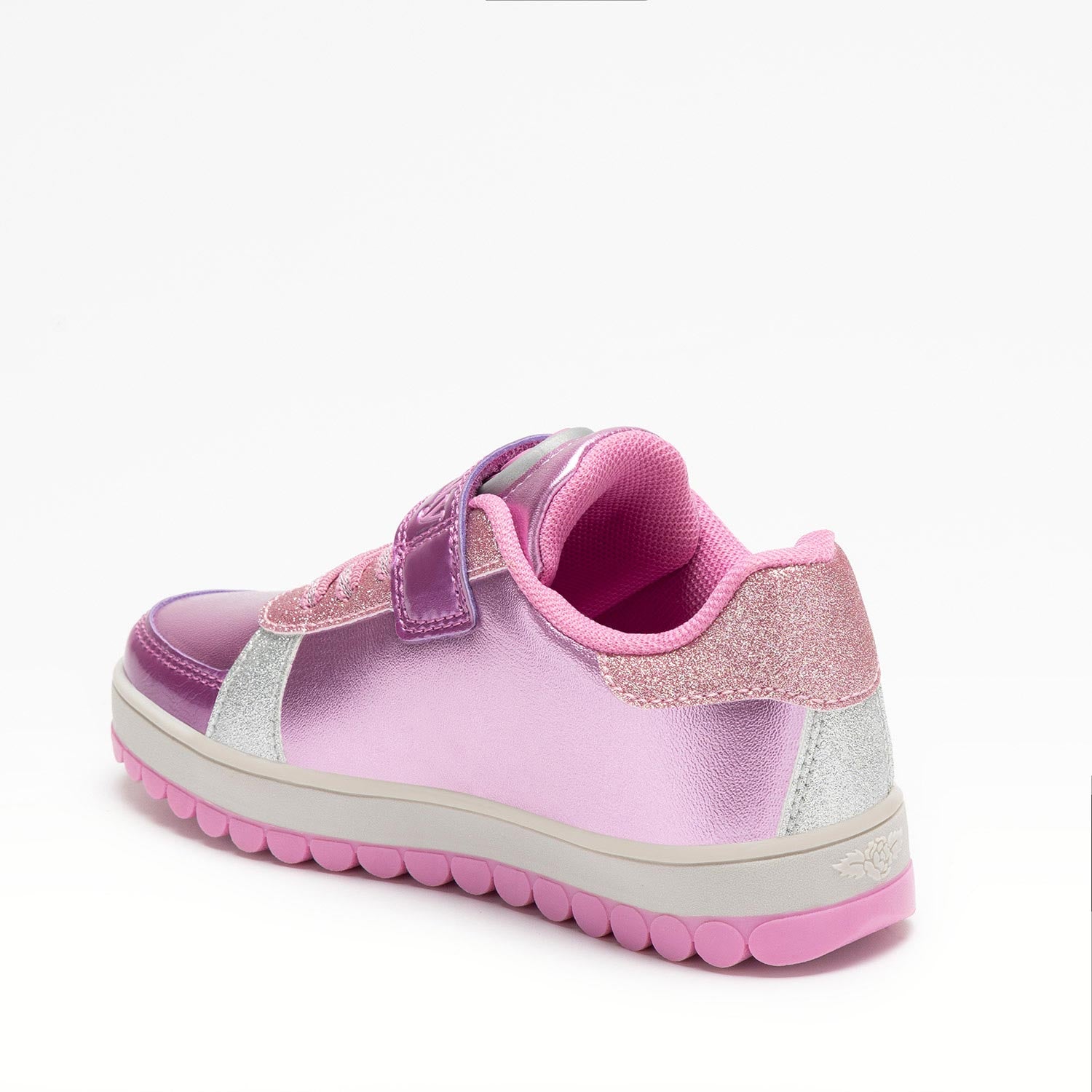 Lelli Kelly Mille Stelle pink & silver trainers for girls – boutique shoes with glitter, Roly Poly sole, and interactive tongue features