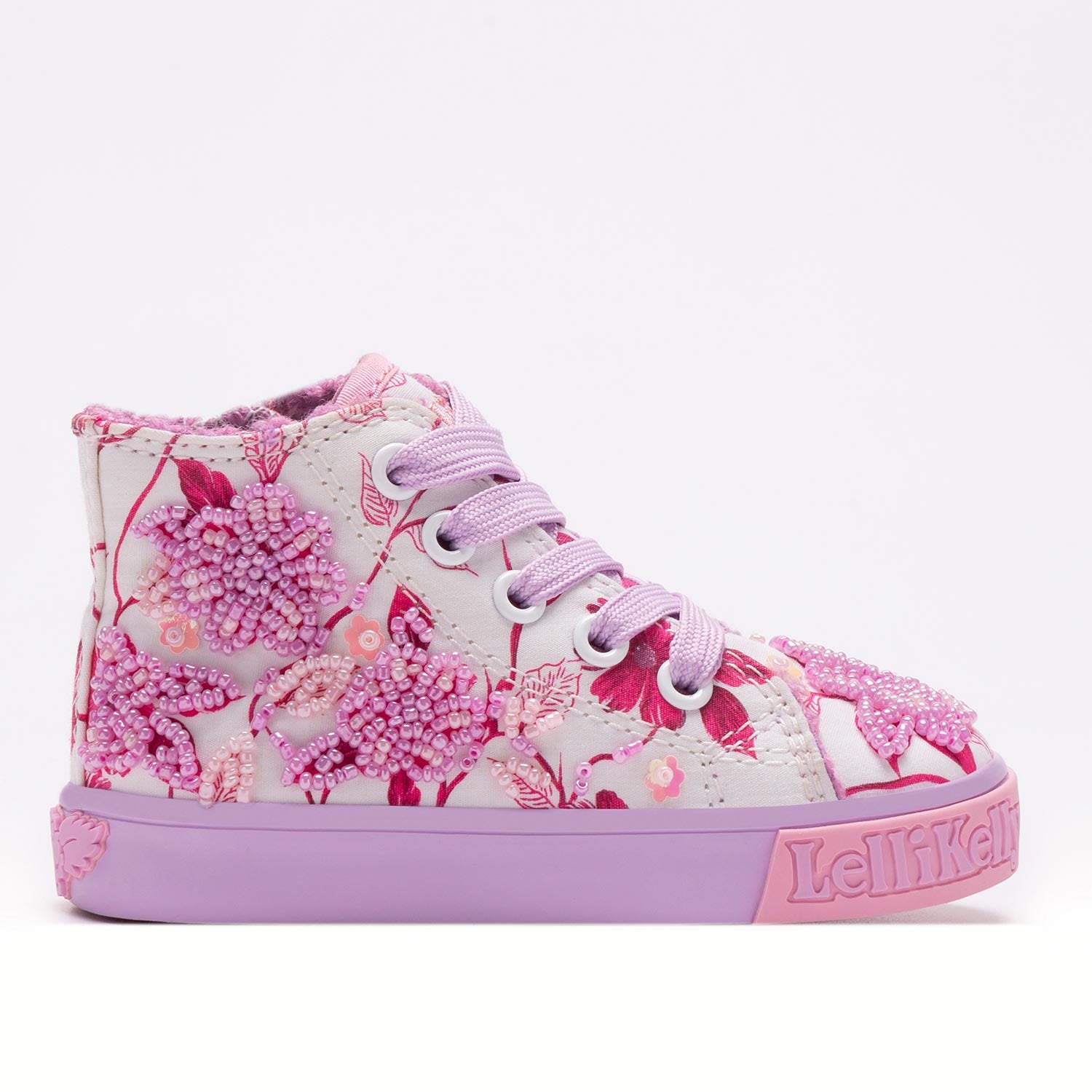 Lelli Kelly Brooke trainers in lilac with pink floral beading