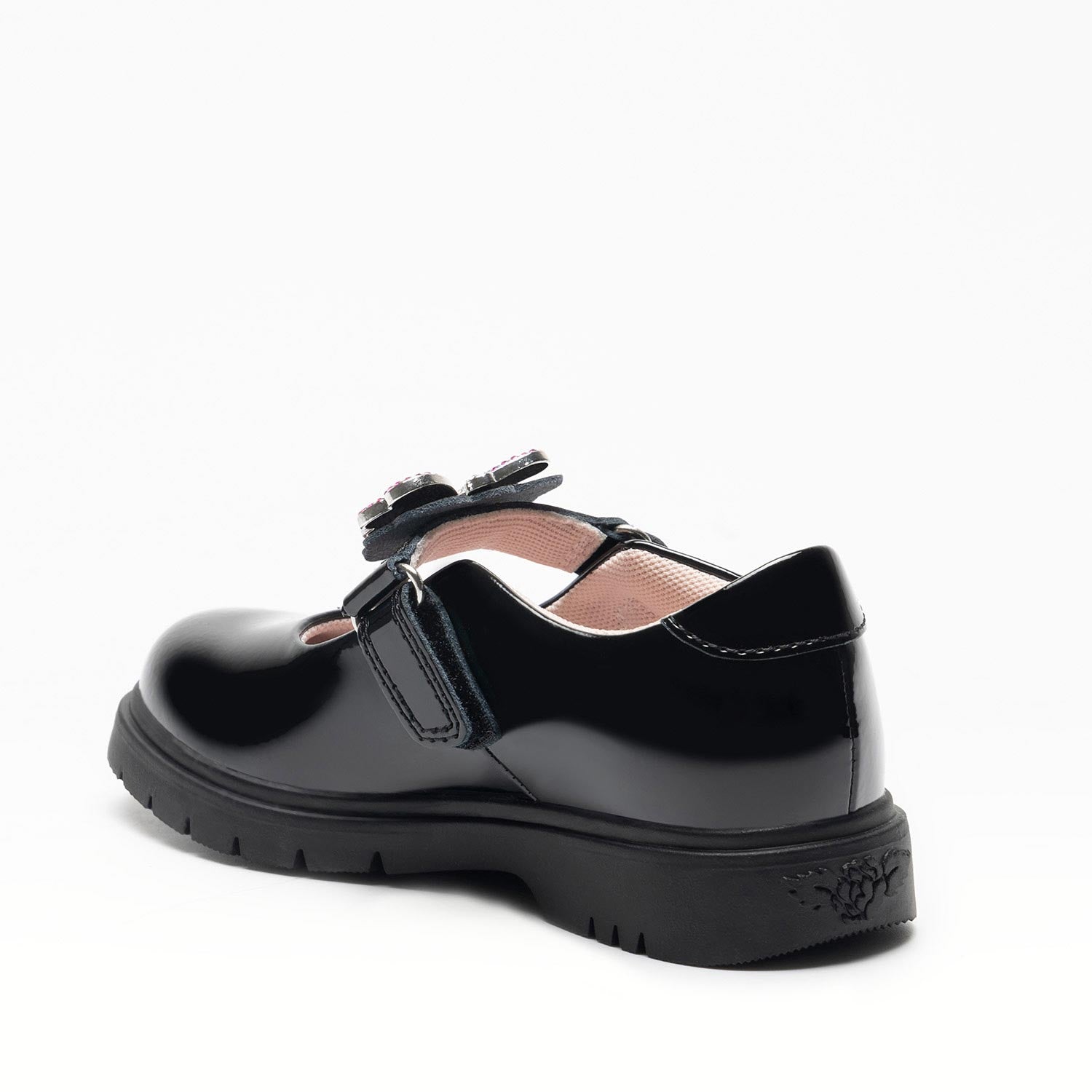 Lelli Kelly Luna 3 Butterfly Black Patent Girls School Shoes