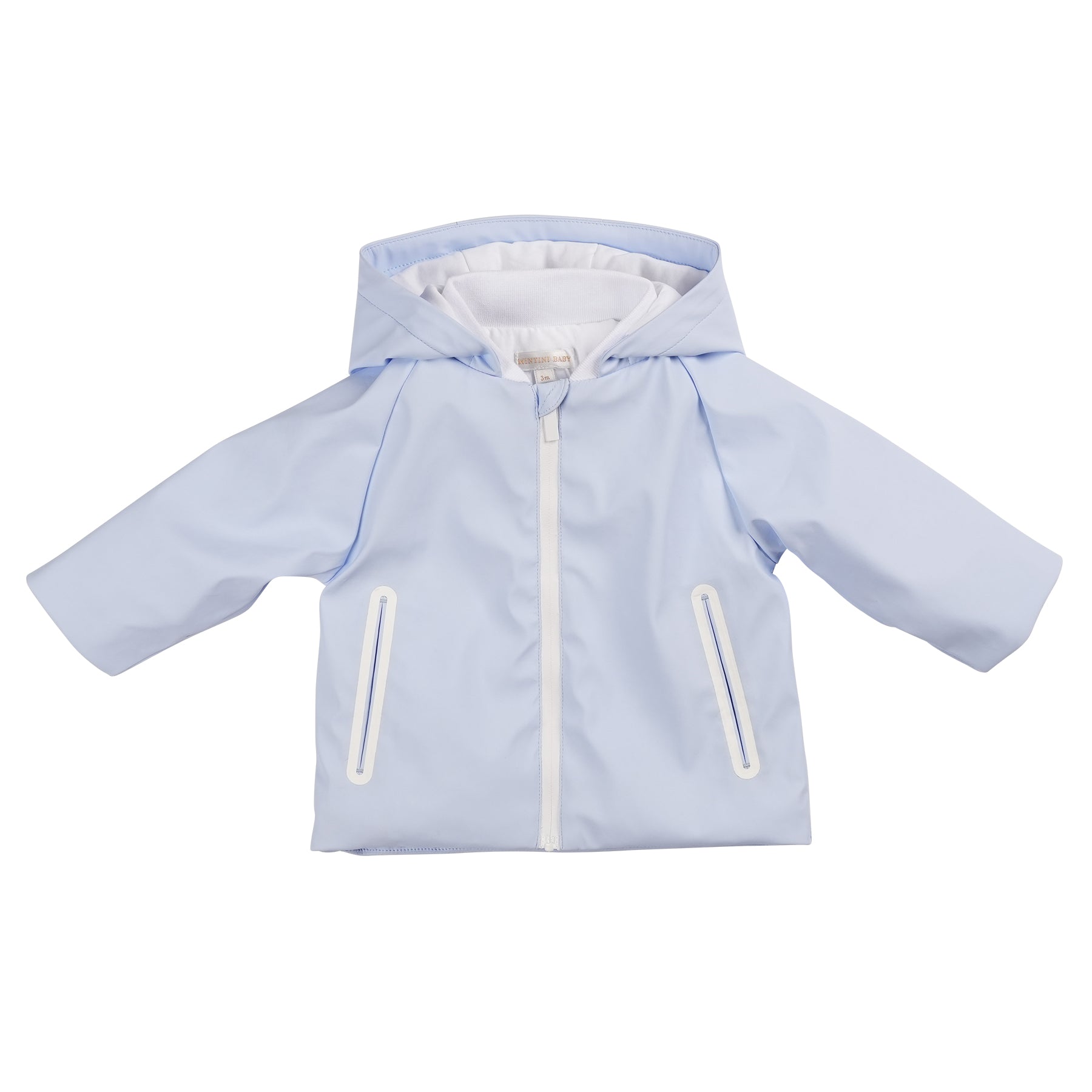 Stay stylish and cool this summer with Mintini Baby's boys blue & white lightweight hooded summer coat. With a trendy design and versatile sizing from 3 months to 5 years, this jacket is perfect for matching siblings. Stay comfortable and on-trend with the white zip and lining detail. Get it now as part of our spring summer collection.